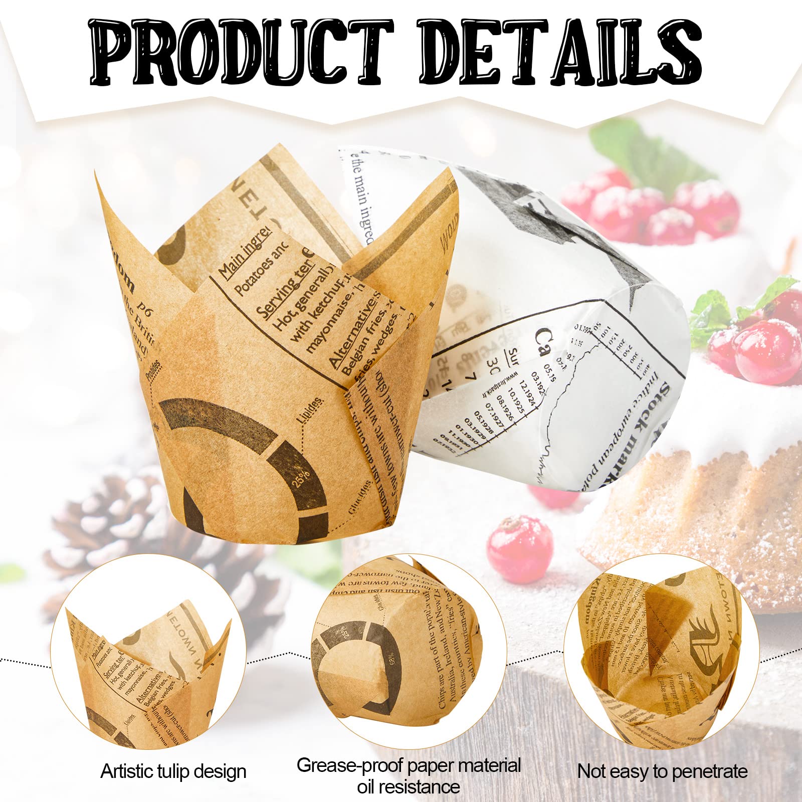 800 Pcs Tulip Cupcake Liners Baking Cups Muffin Baking Cupcake Liners Wrappers Greaseproof Tulip Baking Cups Holders For Party W